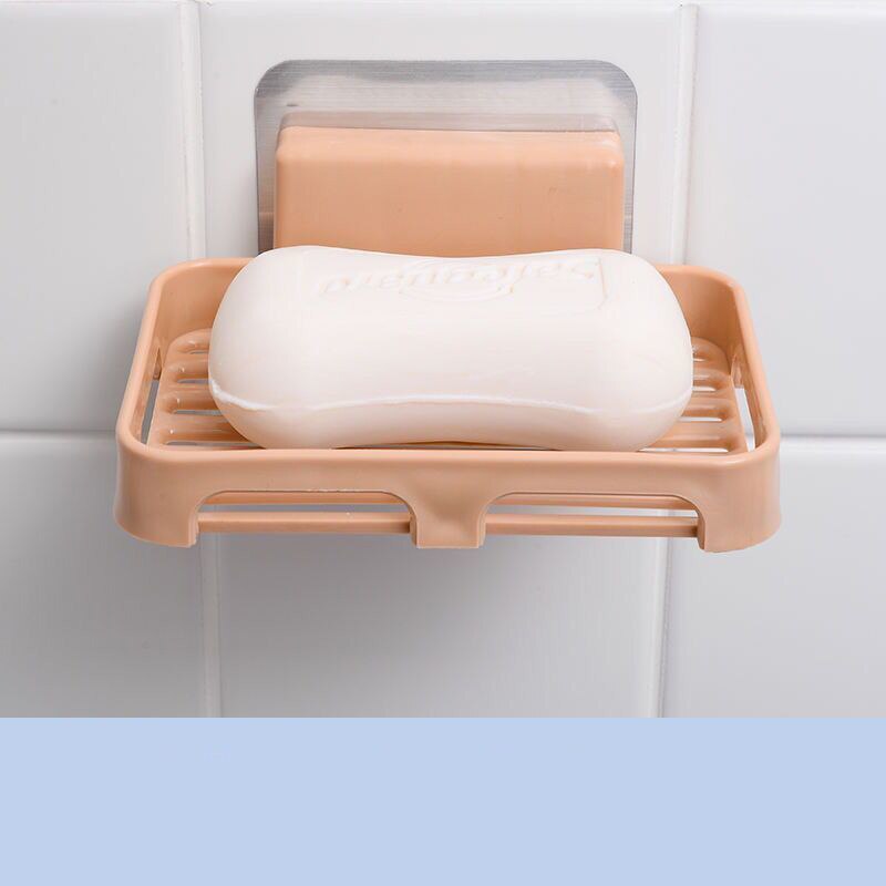Soap Dishes Drain Wall Mounted Soap Sponge Holder Storage Rack Bathroom Organizer Soap Draining Holder Kitchen Hanging Soap Box: Pink / 1pcs