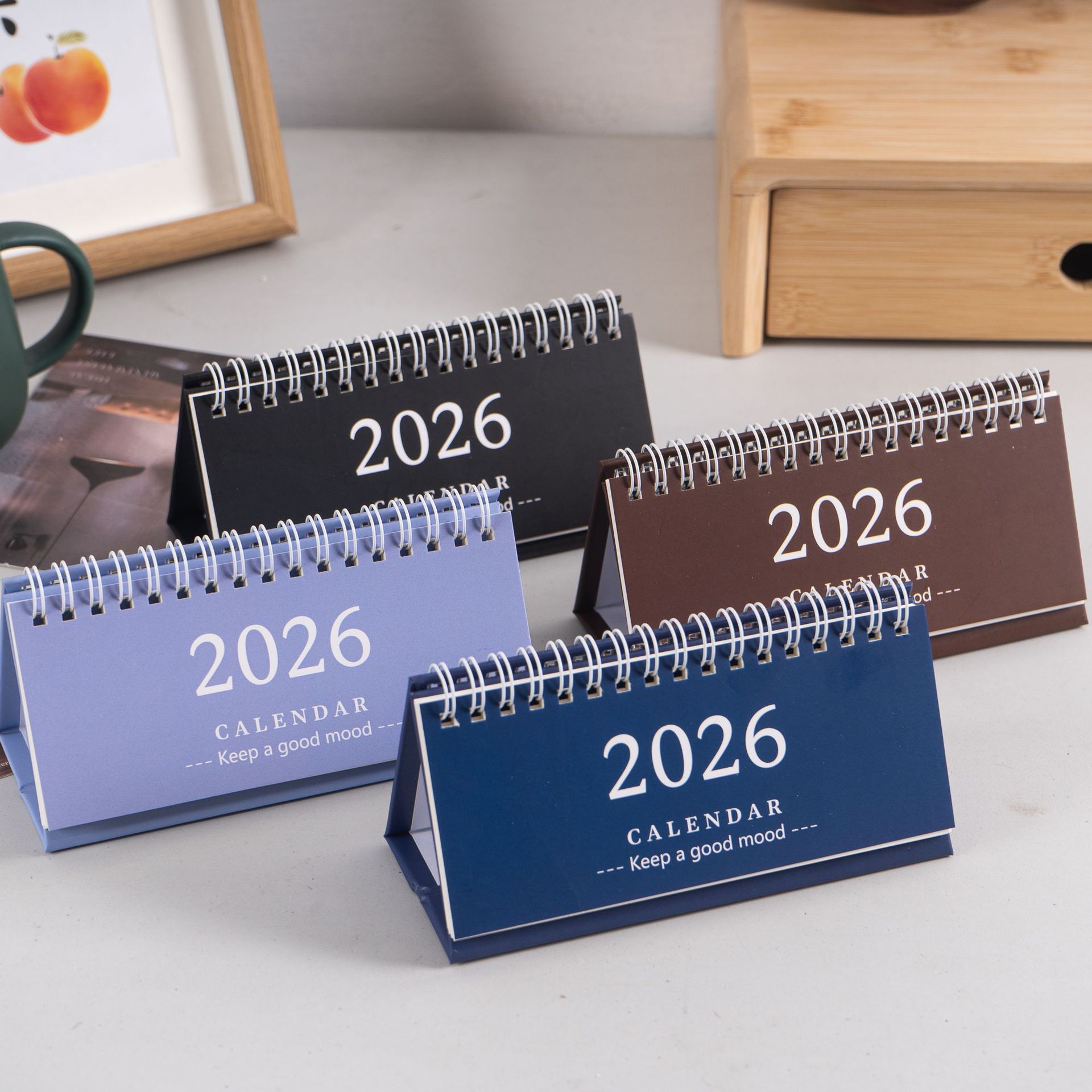 Enkel engelsk mini-skrivebordskalender til skrivebordsvisning, bærbar kalender til skrivebordsdekorasjon, håndlaget dagbok  .07.12