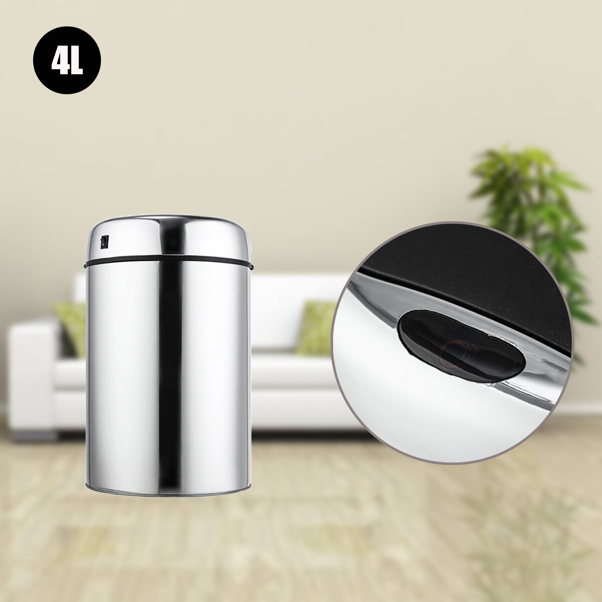 3/4/6L Stainless Steel Electronic Dustbin Touchless Trash Recycle Motion Sensor Automatic Waste Bins USB Charge Kitchen Trash