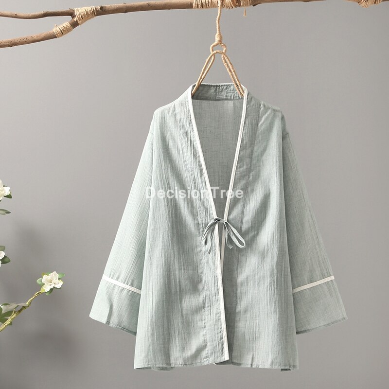 Cardigan kimono à demi-manches pour femmes, chemisier , qiapo chinois, hauts chinois vintage, vêtements hanfu,: color3