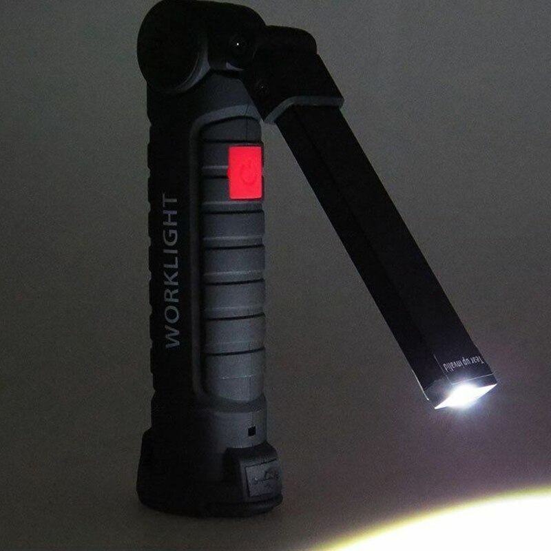 Rechargeable COB LED Slim Work Light Lamp Flashlight Inspect Fold Torch built-in 18650 battery