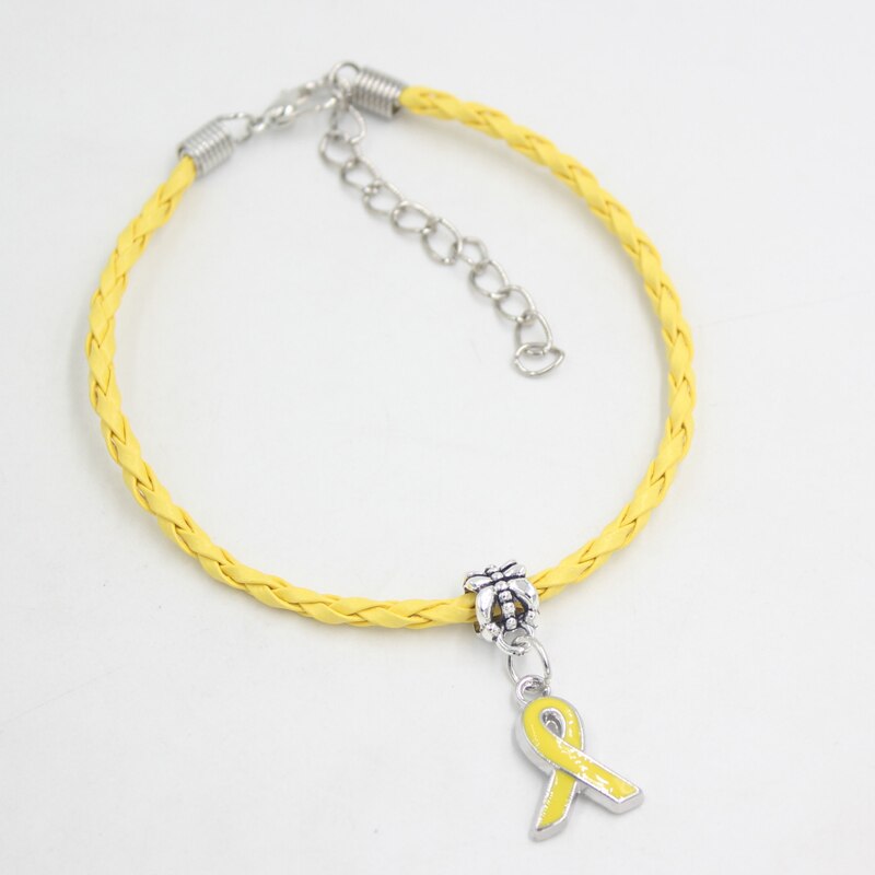 New breast cancer bracelet, yellow pink band charm bracelets, awareness jewelry for cancer center foundation: Yellow