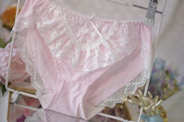 Culotte tanga en coton avec chaîne Unique en dentelle, 100% vraies photos, M L XL, mignonne princesse Kawaii, WP380: Pink / XL
