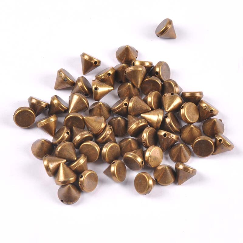 50 st guld/silver sy på spik nit nitar nagel punk rock för väskor klänning kläder pyssel pärla hantverk nitande plagg bröllop 7 x 8mm: 2