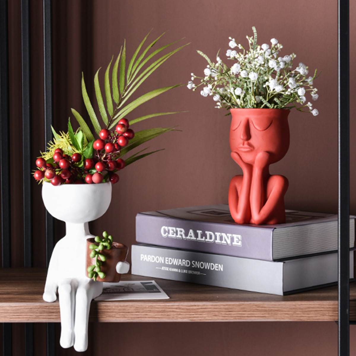 Blomvas dekoration hem blomkruka harts nordisk konst porträtt skulptur plantera vas hem trädgård dekor display vaser