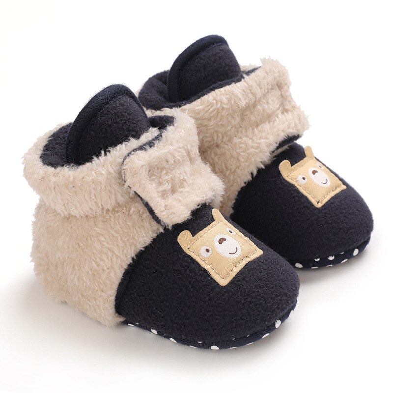 Kids Antislip Winter Baby Meisjes Schoenen Ronde Neus Laarzen Voor Jongens Katoen Warm Peuter Meisje Sneeuw Enkel Slip-Op Baby Gevoerde Laarzen