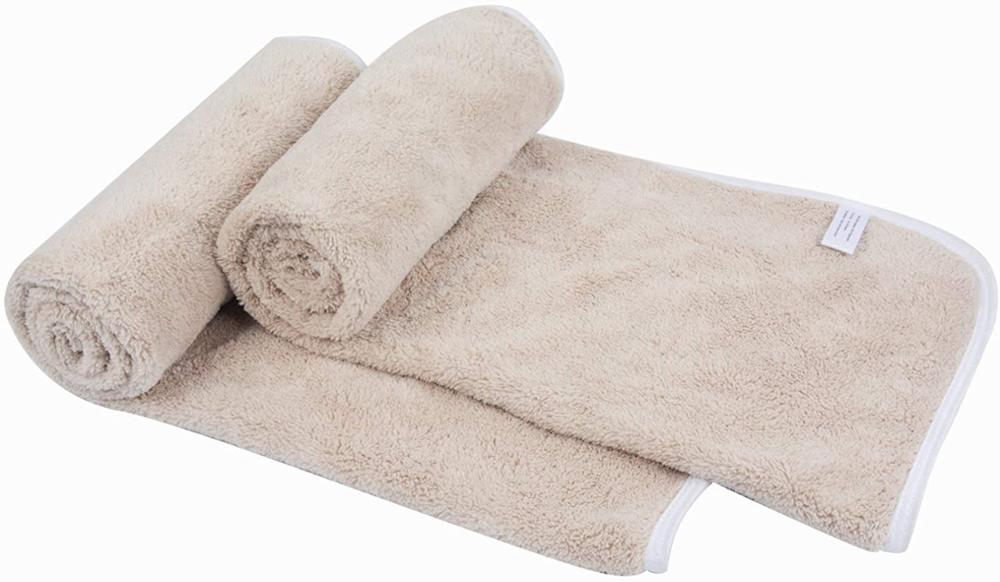 KinHwa microfibre essuie-mains Ultra doux visage serviettes uper absorbant serviettes de bain idéal pour cheveux Spa Sports 30 pouces x 16 pouces 2 Pack: light brown / 76x150cm