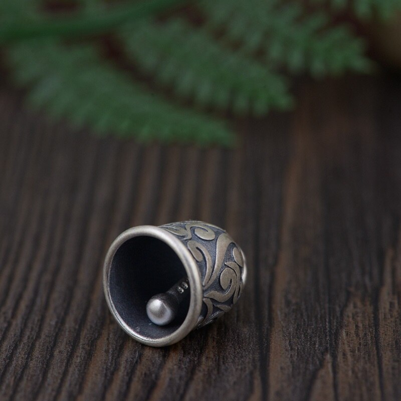 Amuleto di buona fortuna in argento Sterling 100% con ciondolo a campana simbolo fortunato in argento 925