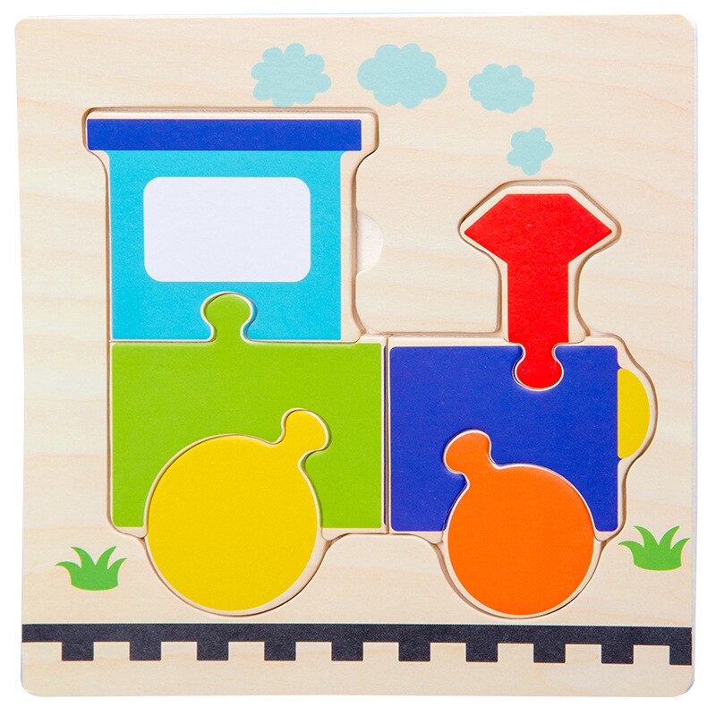 15*15cm dziecko drewniane zabawki zwierząt/ruchu Puzzle Jigsaw dla małych dzieci 1-3 lat stare chłopcy i dziewczęta wczesna nauka zabawka edukacyjna prezent: 10