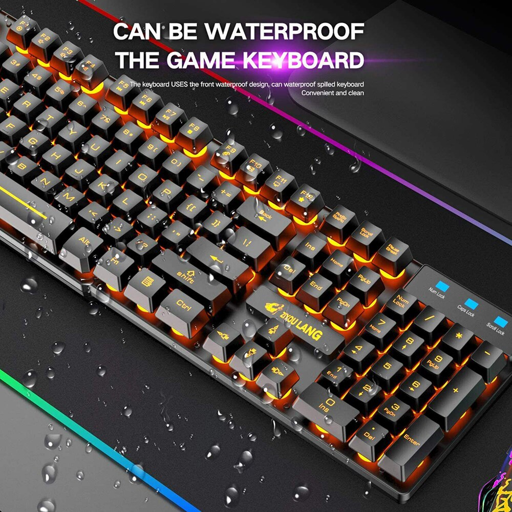 SPASH Gaming Keyboard Mechanical Feel Rainbow LED Backlight USB Keyboard and Mouse Set Ergonomic for PC Laptop Computer Gamer