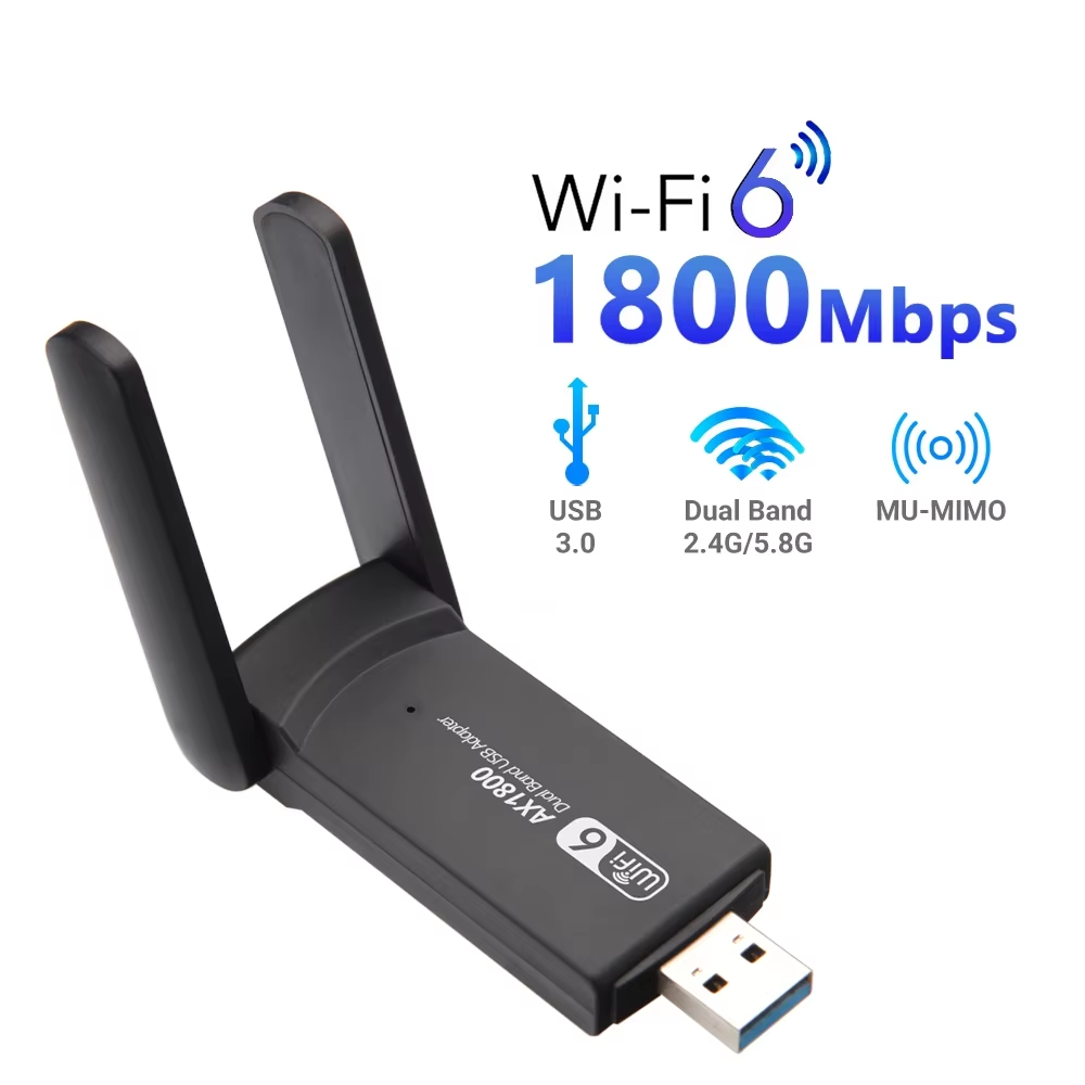 1800 Mbit/s WiFi 6 USB-Adapter Dual Band 2,4 G/5 GHz Wireless WiFi Receiver USB 3.0 Dongle Netzwerkkarte für Laptop PC Win 10/11: Default Title