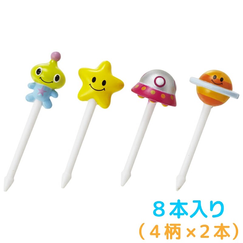 8 Stuks Alien Fruit Dessert Vork Set Mini Cartoon Kinderen Snack Cake Dessert Pick Voor Kids Tandenstoker Bento Lunches Party decor