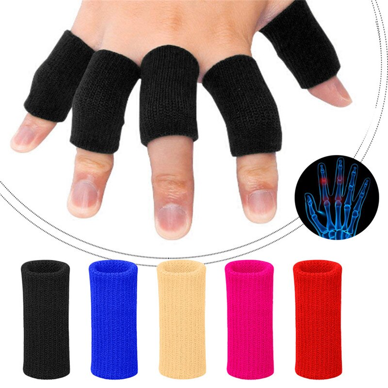 10 stk. elastiske sportsfingermuffer arthritis understøtter fingerbeskyttelse udendørs basketball volleyball fingerbeskyttelse
