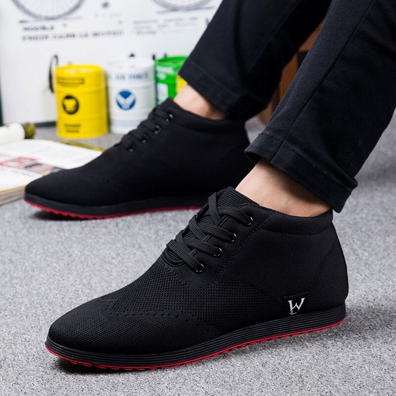 QFFAZ High-Top Men Shoes Breathable Men Casual Shoes Lace-Up Sneakers Shoes Flat Shoes Zapatillas Hombre