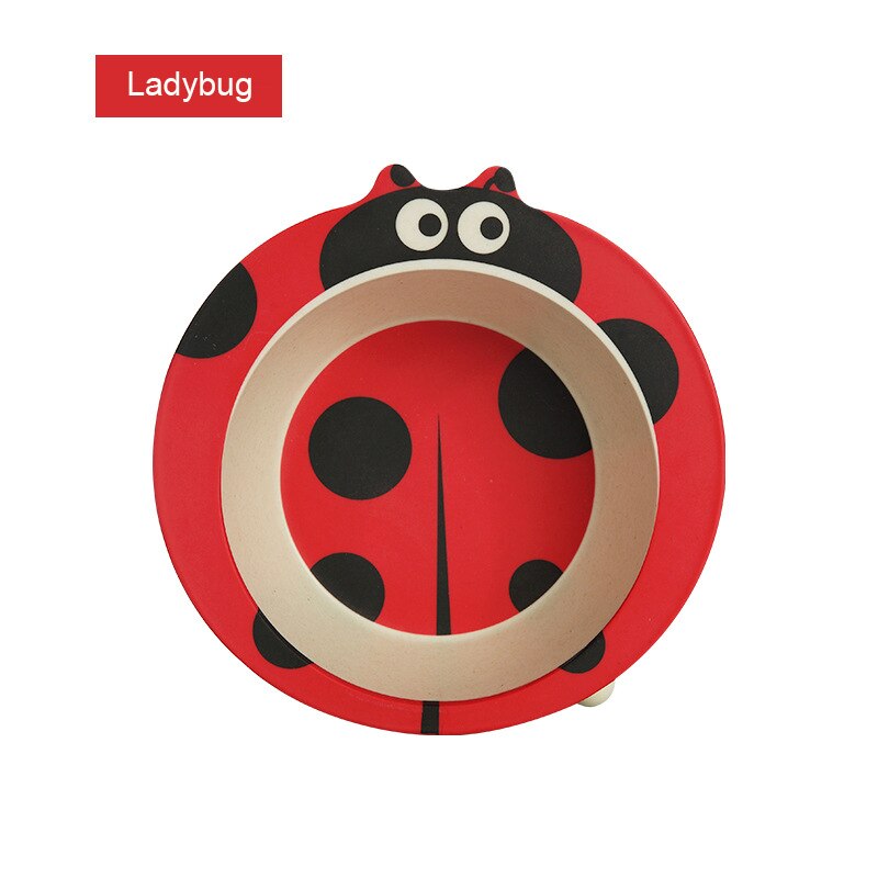 Effen Voeden Babyvoeding Eco Bamboe Servies Antislip Servies Voor Feeding Baby Gerechten Cartoon Kinderen Kids Bamboe Plaat: ladybird