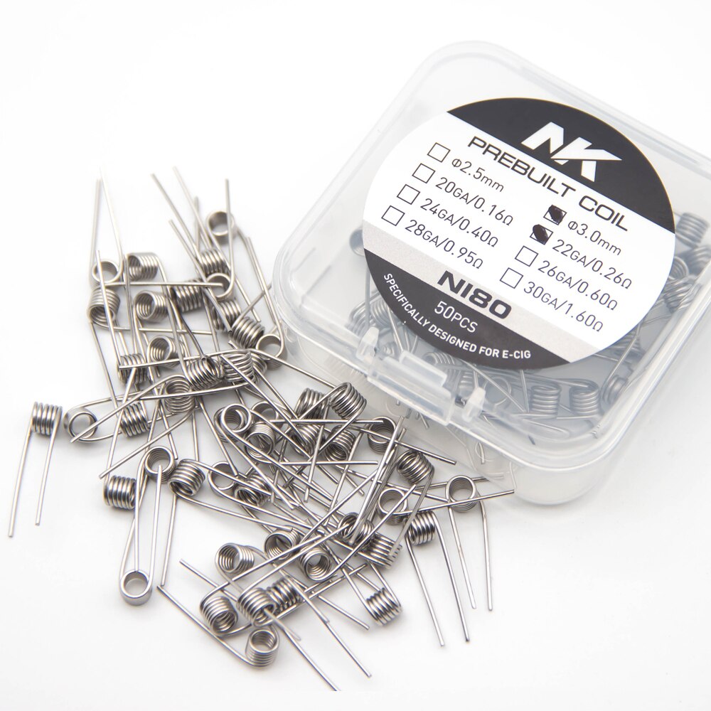 50 Pcs Gereinigd Coils Premade Nk A1 Ni80 Ni70 Awg 20 22 24 26 28 30 Voor Rda Rta rba Rebuilder Prebuilt Coils: Ni80 22G 0.26 ohm