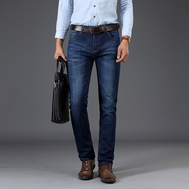 Sulee merk heren skinny jeans stretch klassieke blauwe slanke merk jeans heren broeken plus maat 38 40