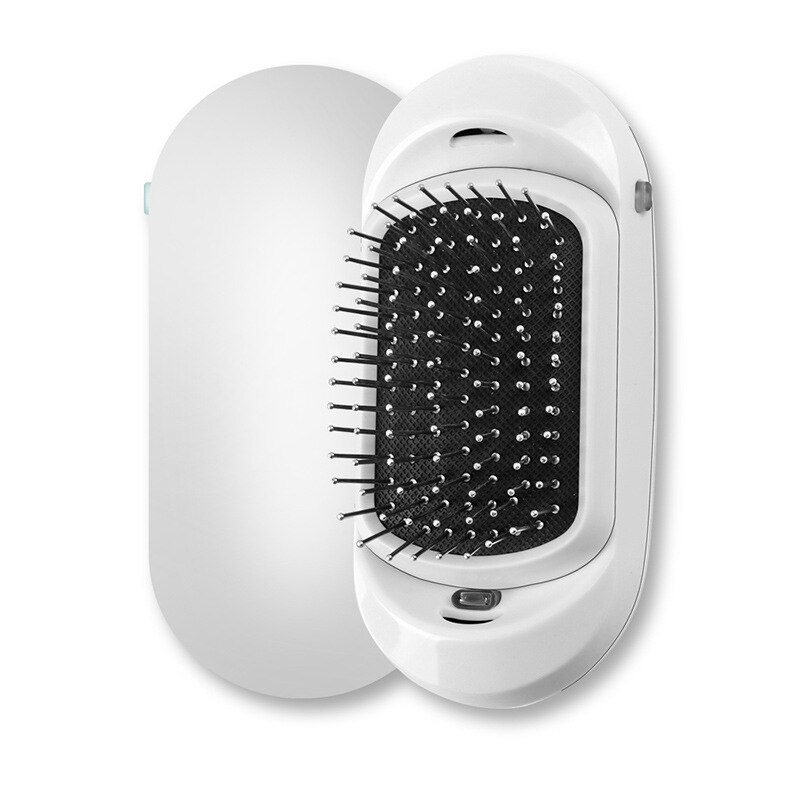 Ionic Hair Brush Portable Electric Hairbrush Anti Static Magic Negative Ion Hair Massage Comb No More Frizz Scalp Massager: Silver