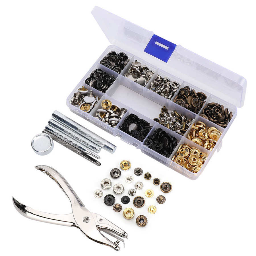 140 Set Punch Pliers + Rivet Buttons 12.5mm Metal Buttons Snap Fastener Installation Tools DIY Craft