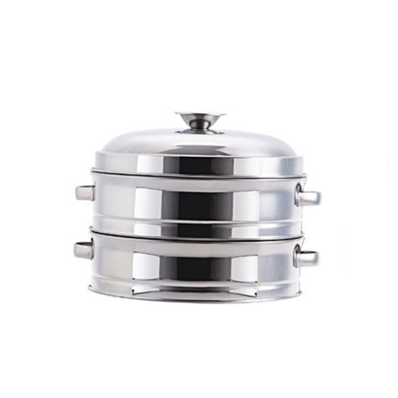 Chinese Cookware Stainless Steel Thickened Steamer Multi-function Soup Steamer Kitchen Fish Rice Vegetable Universal Steamer: 2 floors