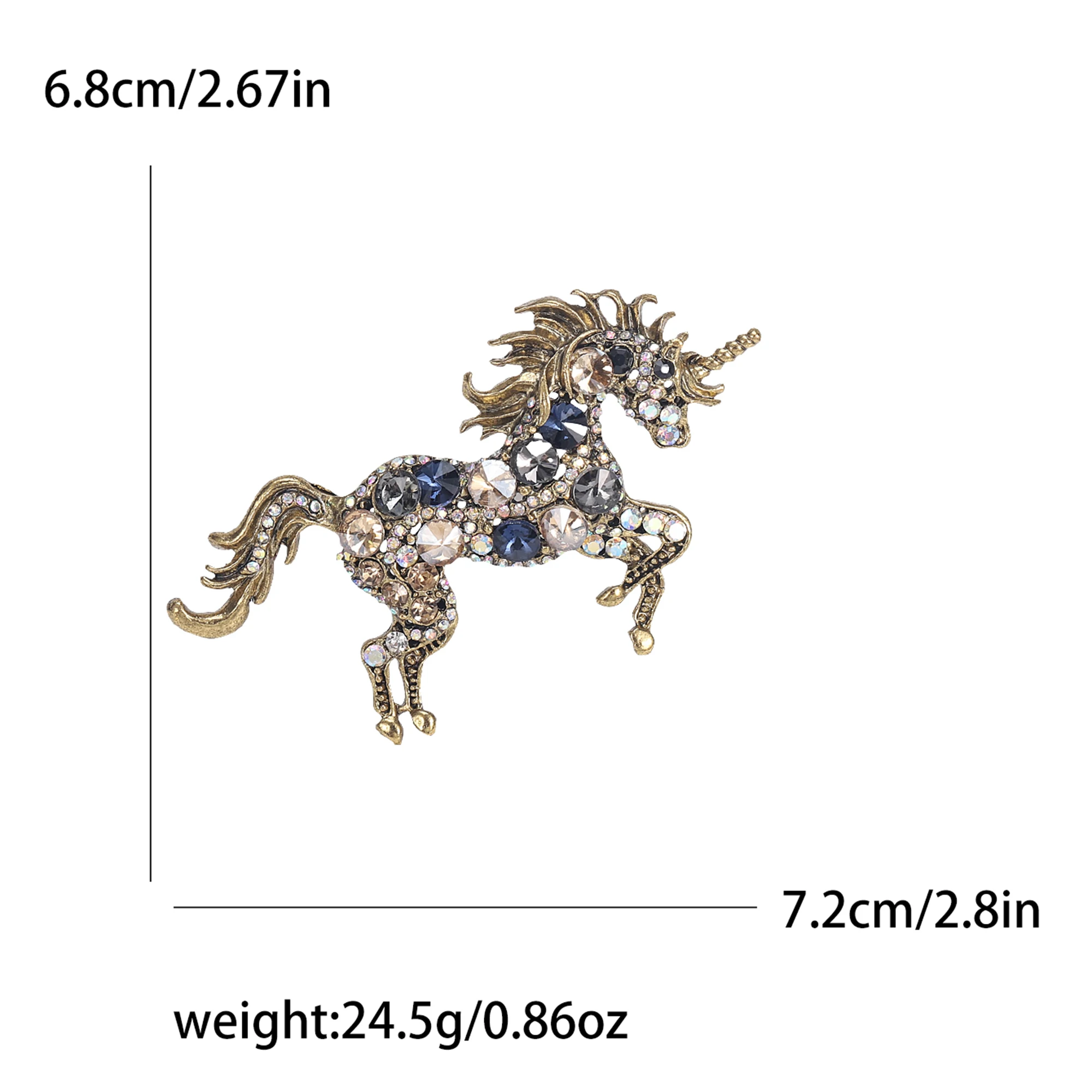 Strass-Einhorn-Broschen für Damen, unisex, Pferdeadeln, Büro, Party, Freund, , Schmuckzubehör: Blaues weißes verzinktes
