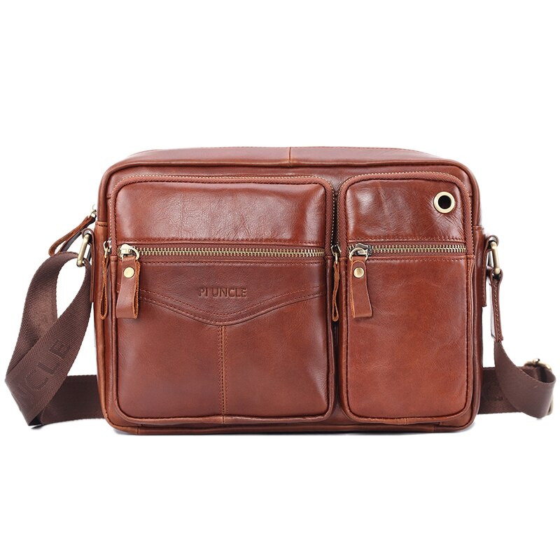 Pi uncle leren retro heren schoudertas aktetas multi-pocket handtas messenger bag: Stijl 2