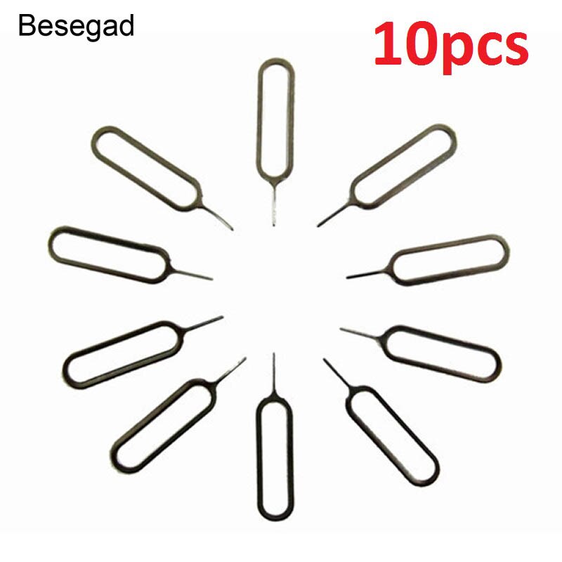 Besegad 10 pcs SIM Card Tray Removal Remover Eject Pin Naald Key Tool Voor iPhone iphon ipone ipon 8 7 6 S 6 Plus 5 5 S SE 5C 4 4 S