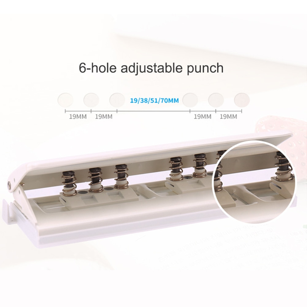 6 Hole Punch Loose-Leaf Standard Puncher Paper Adjustable Stapler Home Office Binding Supplies Student Stationery Equipment