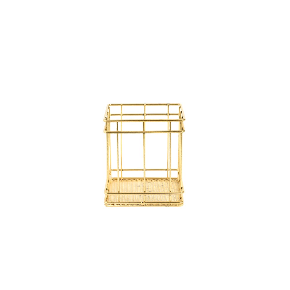 Rose Gold Metal Pen Holder Desk Organizer Pencil Holder Container Home School Storage Basket Office Accessories Mesh Pencil Pot: gold Square