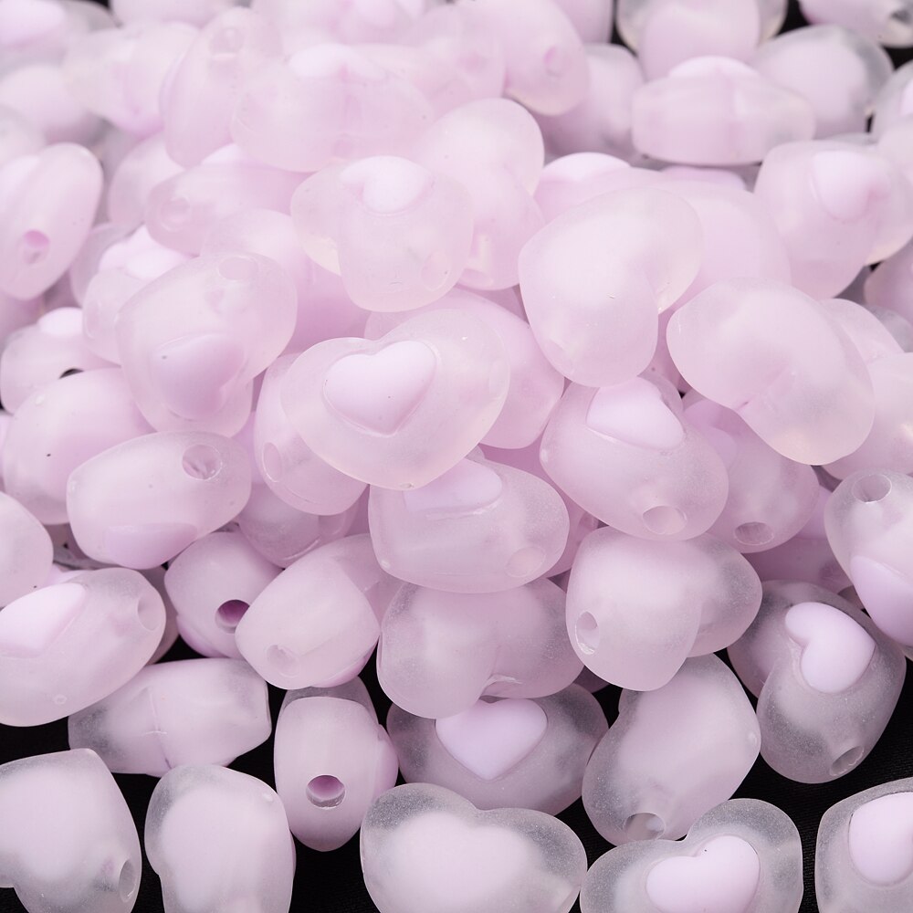 30 stk 17mm matte hjerte akryl perler slik farve gelé løse perler til armbånd smykker fremstilling af gør-det-selv håndlavet tilbehør: Lilla
