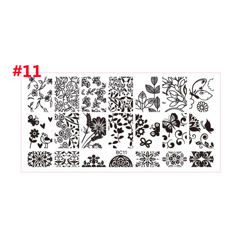 12*6cm Nail art Vorlagen Stanzen Platte Spitze serie Schmetterlinge/Blumen/Pflanzen Muster Transfer Druck vorlage: MPBC11