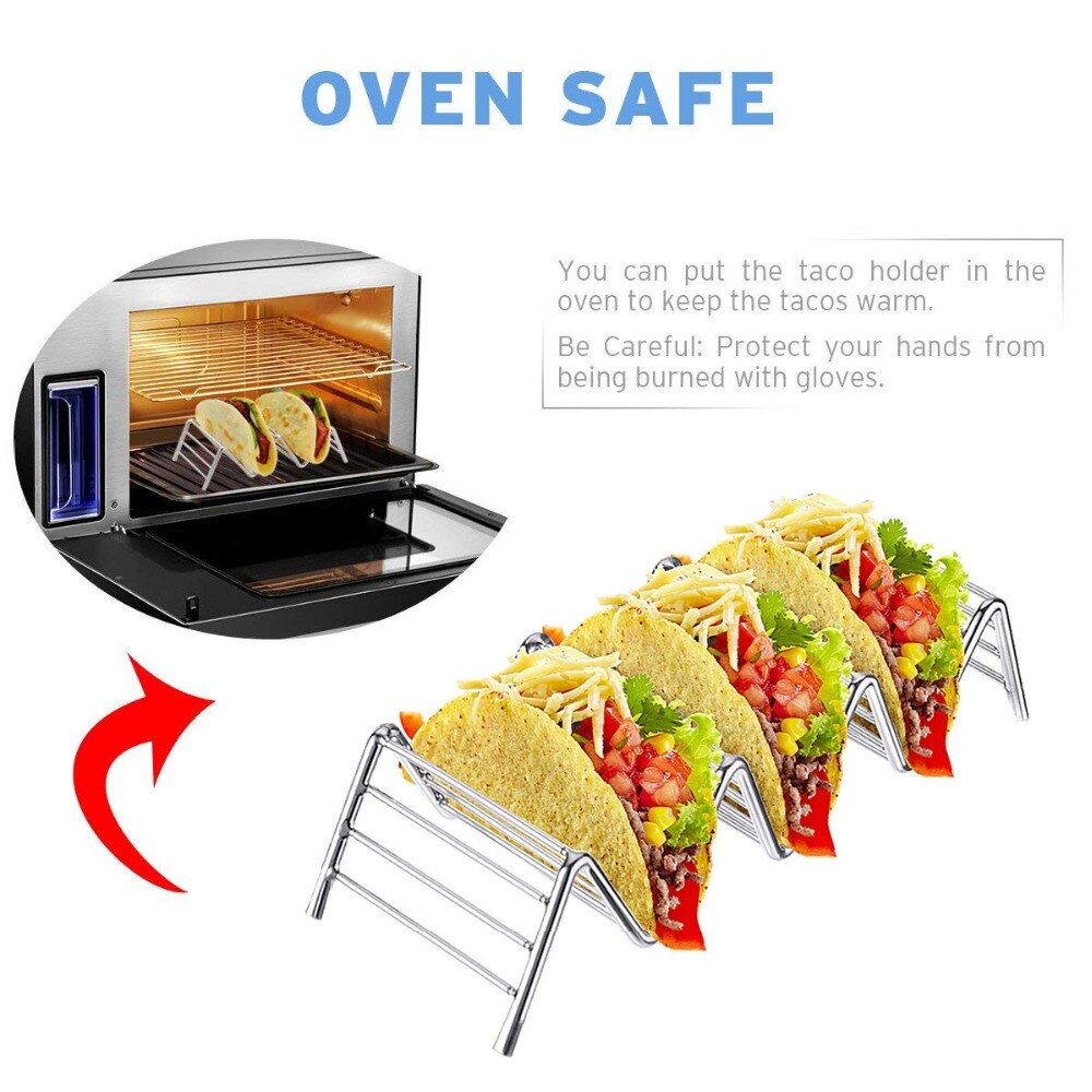 Support à Tacos en acier inoxydable, 4 ou 5 coques dures ou molles, support à aliments mexicain, style plateau de camion à Tacos pour Pizza