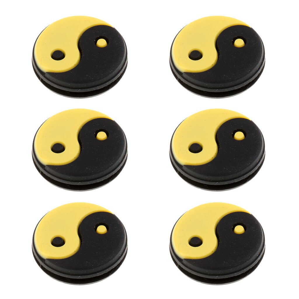 6 Pieces Yin Yang Tennis Racquet Vibration Dampener Shock Absorbers Set for Golf Learner Accessories: Black Yellow