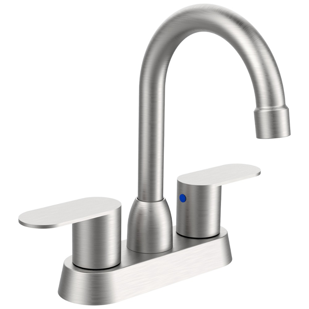 1 zinc alloy material faucet, 4-inch basin faucet, suitable for modern and cold styles in bathrooms and toilets: Brushed