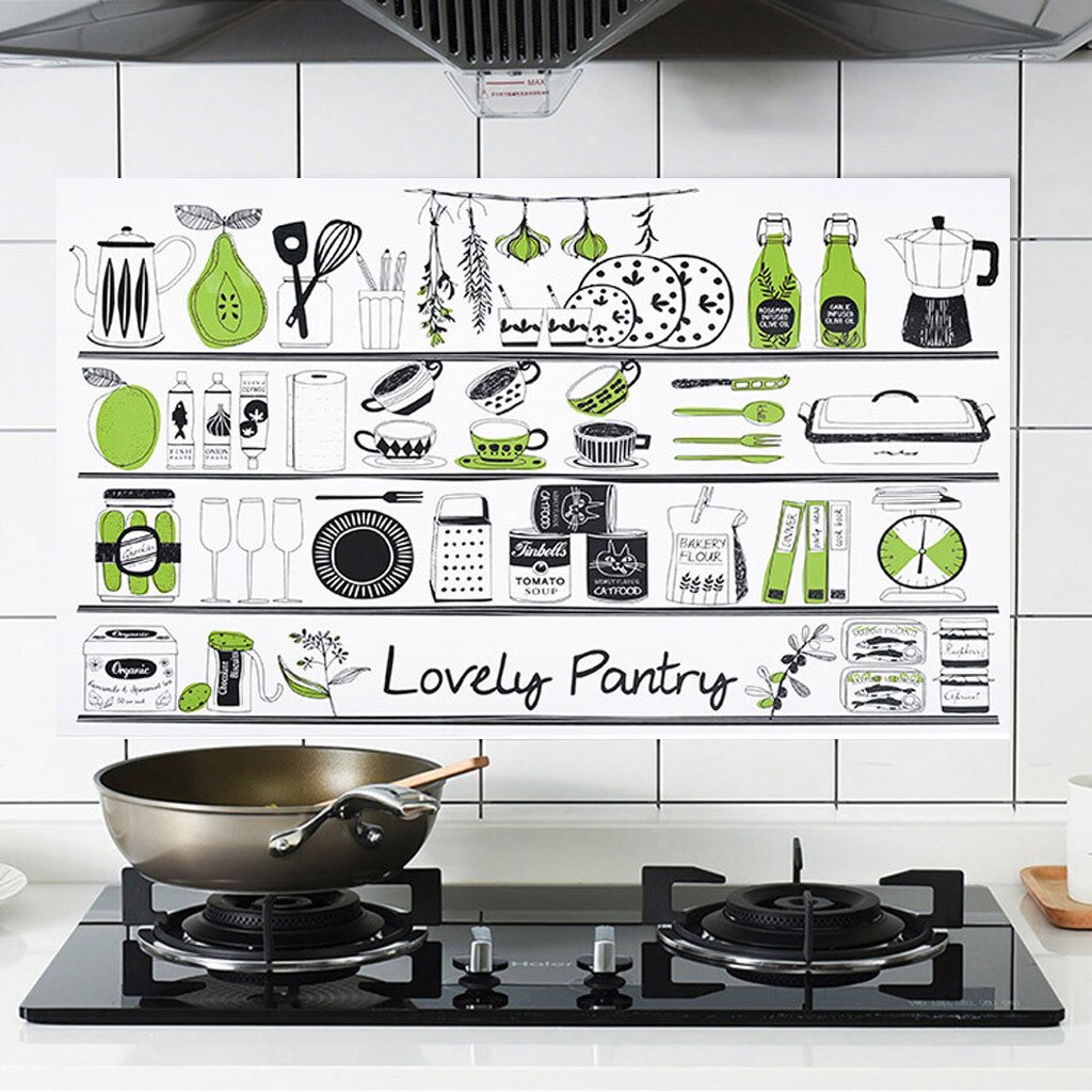 Thicker Aluminum Foil Kitchen Cupboard Sticker Waterproof Selfadhesive Wallpaper 75 X45 cm moisture-proof Absorbent paper#GH