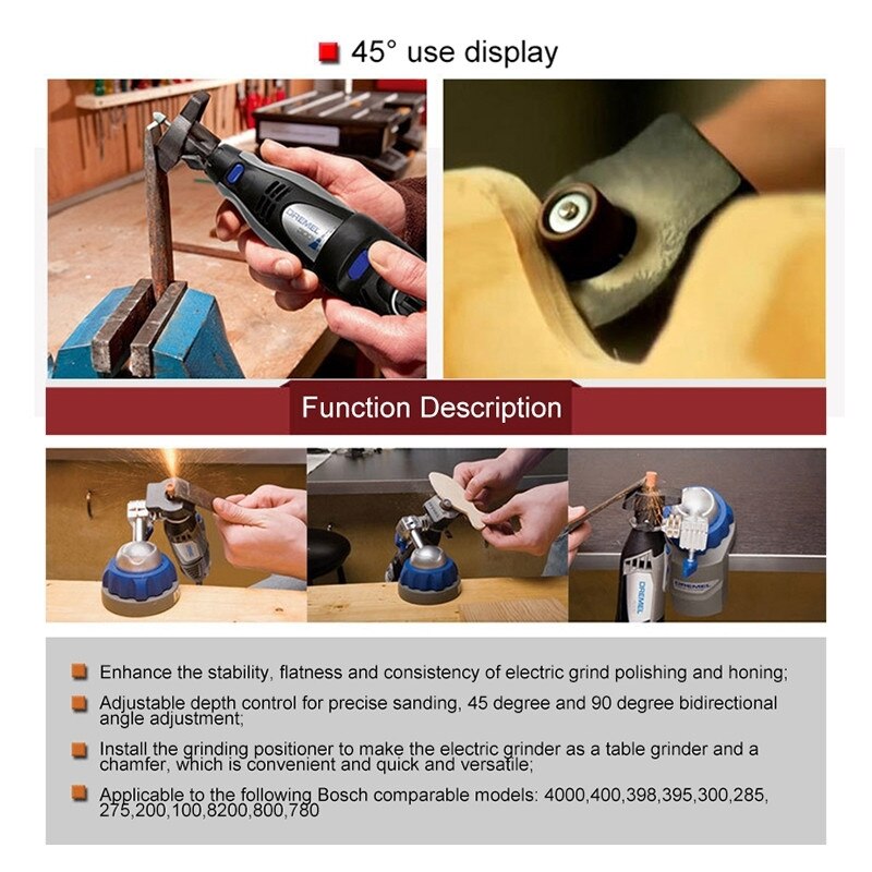 Foret Positionneur de repère fixation guide ponçage et meulage pour outil rotatif Dremel A577