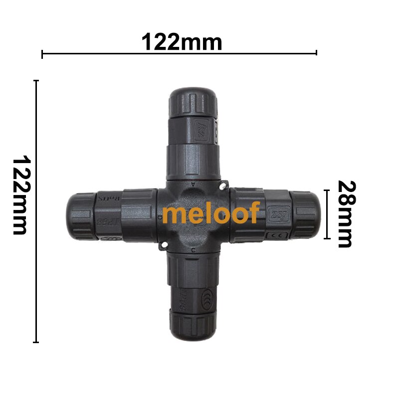IP68 electrical cable waterproof connector 2 Pin 3 Pin 4 Pin 5 Pin Terminal Adapter Wire Connector Screw Pin LED Light connector: X type / 4 Pin