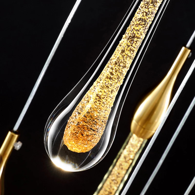 Plafonnier LED suspendu en forme de goutte d'eau, luxueux, éclairage d'intérieur, luminaire décoratif de plafond, idéal pour un salon, une chambre à coucher ou un bar
