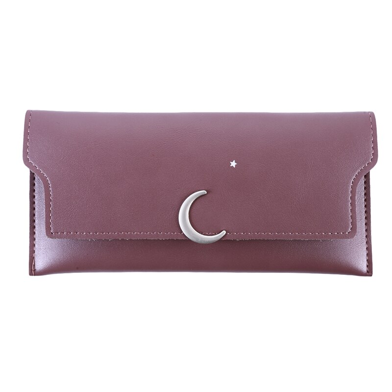 Thin Female Long Wallet Star Month Rivet Zipper Soft Wallet Purse Card Package: purple