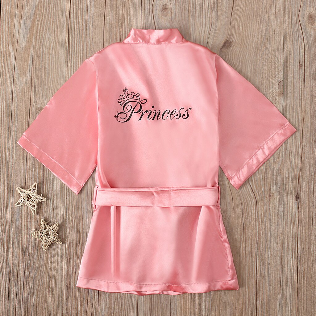 Toddler Baby Kids Girls Solid Silk Satin Kimono accappatoi accappatoio pigiami pigiama ragazza accappatoio regali per bambini abiti estivi # Y