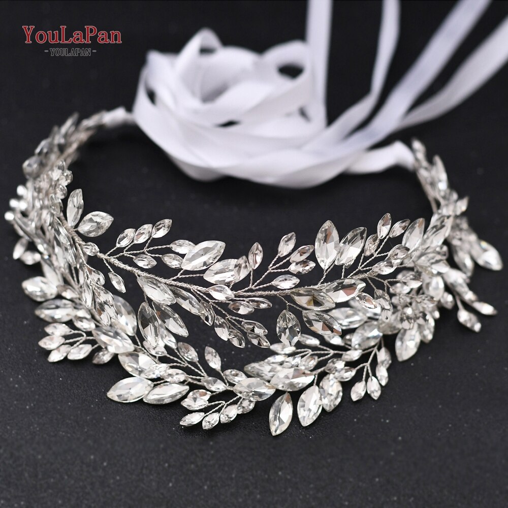 YouLaPan SH304 Handgemachte Strass Gürtel Silber Hochzeit Kleid Gürtel Schärpe Stirnband Prom Abendkleider Zubehör für Frauen: Weiß Schleife