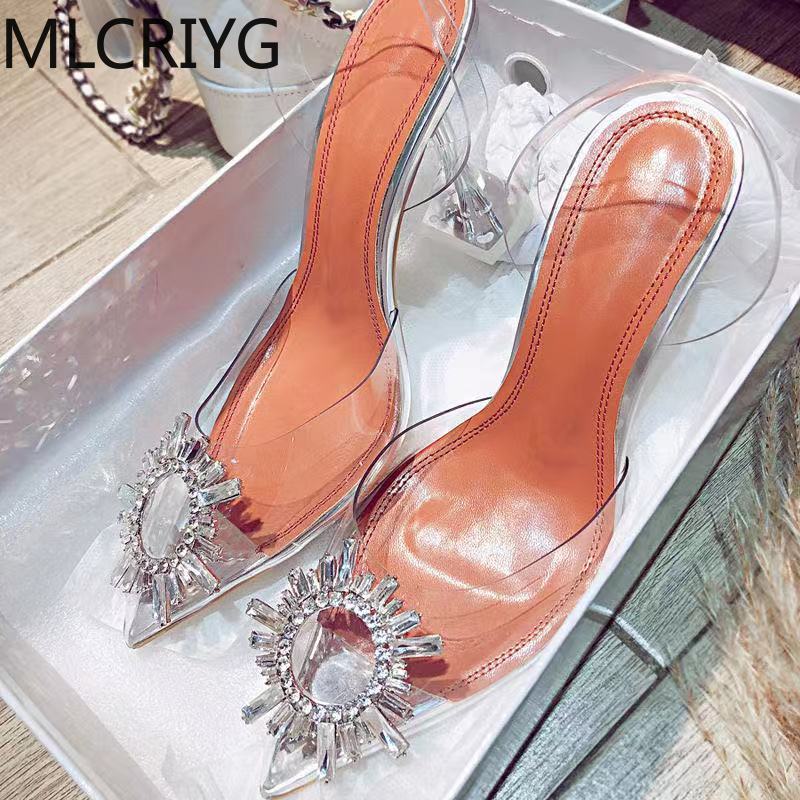 Zomer transparante sandalen dames hoge hakken bling glitter kristal schoenen vrouwelijke feest club jurk schoenen