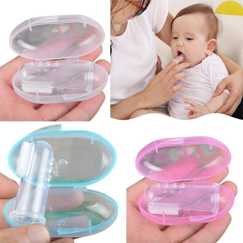 Bpa-vrij Siliconen Kinderen Vinger Tandenborstel Baby Bladverliezende Tandenborstel Voor Baby Zachte Tanden Clear Baby Borstel Met doos