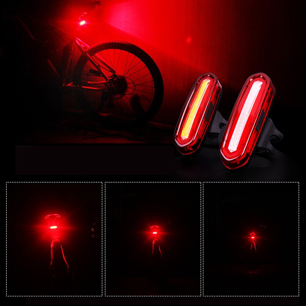 Usb Oplaadbare Cob Achter Fiets Lamp Achterlicht Veiligheidswaarschuwing Fietslicht Voor Achter Achterlicht 4 Stijl Led Flash Lights