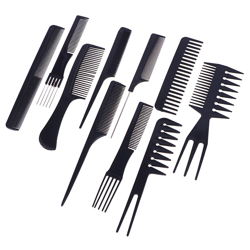 10Pcs/Set Hair Brush Comb Salon Barber Anti-static Hair Combs Modeling Tools ~