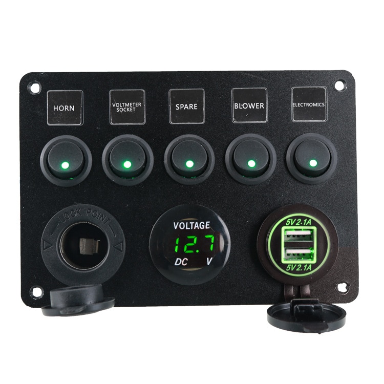 4 in 1 Charger Socket Panel, 12V 4.2A Dual USB Charger Socket Power Outlet & LED