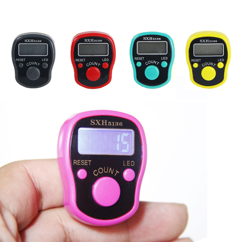 Electronic Digital LCD Screen Finger Counter Portable Hand Operated Mini Counter Tally Random Color