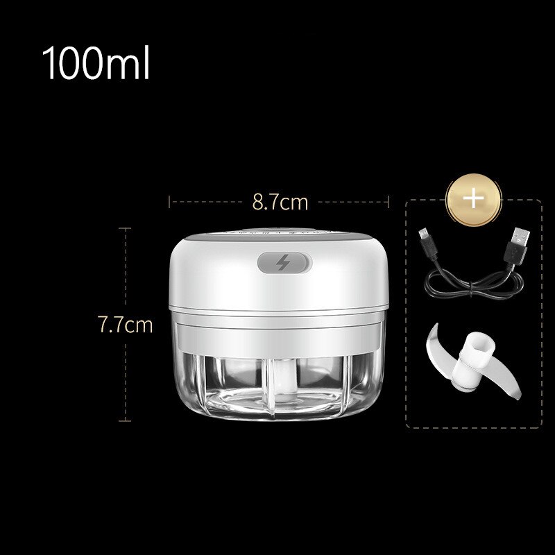 100/250ml trådlös elektrisk vitlöksstöt pressomrörare hackare grönsak kök vitlök ägg potatis kött strimla bärbar mosare: 100ml