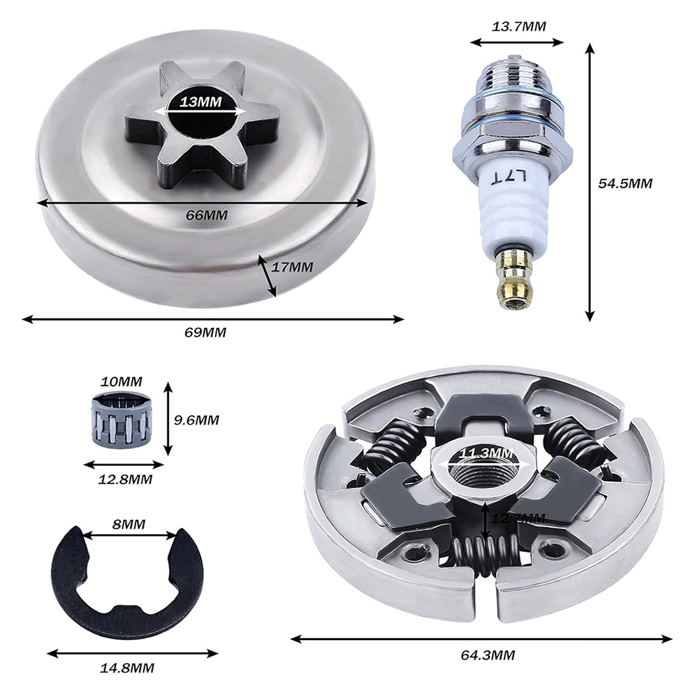 Kettingzaag Kit Tandwiel Koppeling Drum 3/8 "Voor Stihl 017 018 021 023 MS170 180 210 230 250 Naaldlager wasmachine E-Clip Wormwiel