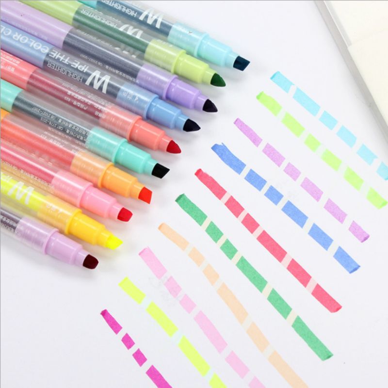 Rotulador que se puede borrar de doble punta, 10 Uds., rotulador de tiza líquida Pastel, marcador fluorescente, resaltador de Color
